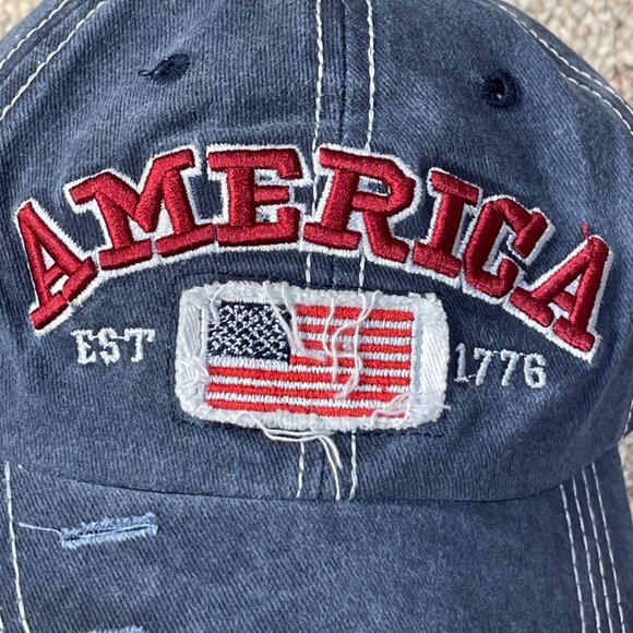 America Baseball Cap Hat Denim Flag 1776 Adjustable New Patriotic - Picture 9 of 9